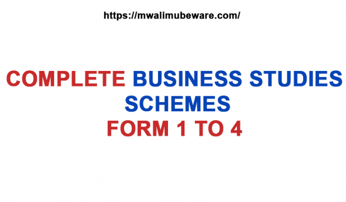 BUSINESS STUDIES SCHEMES OF WORK FORM 1 TO 4