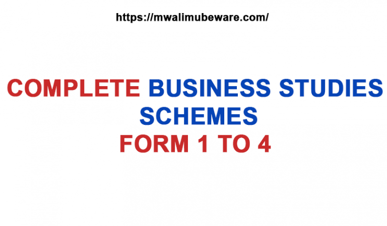BUSINESS STUDIES SCHEMES OF WORK FORM 1 TO 4