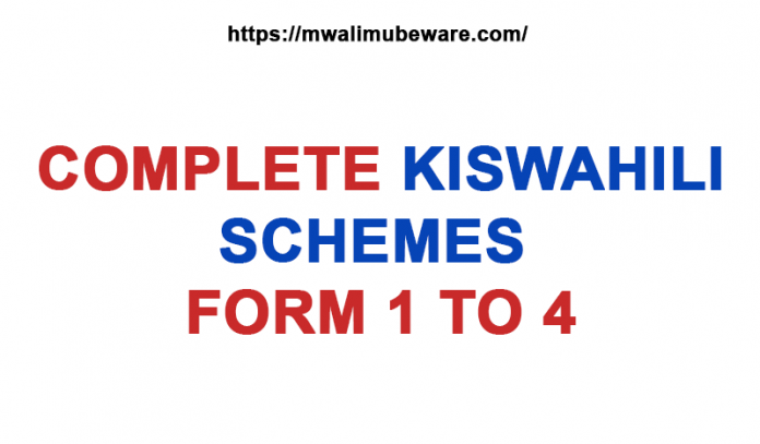 KISWAHILI SCHEMES OF WORK FORM 1 TO 4