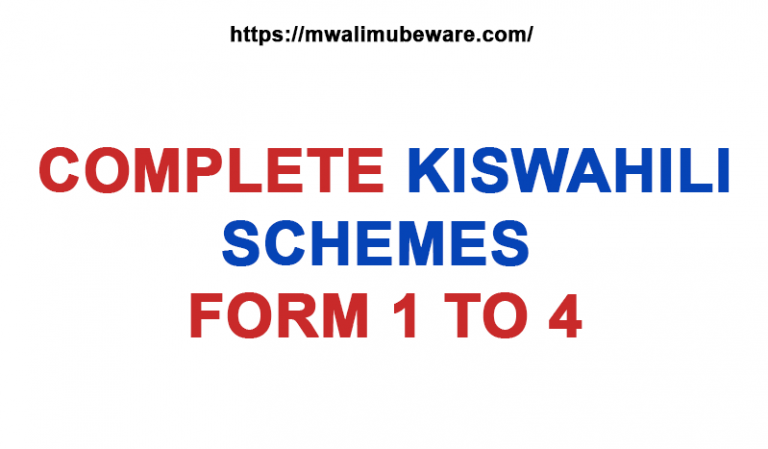 KISWAHILI SCHEMES OF WORK FORM 1 TO 4