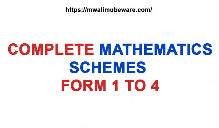 MATHEMATICS SCHEMES OF WORK FORM 1 TO 4