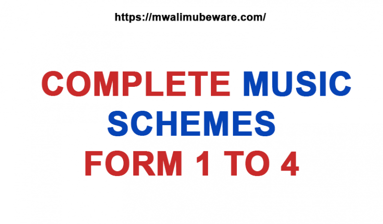 MUSIC SCHEMES OF WORK FORM 1 TO 4