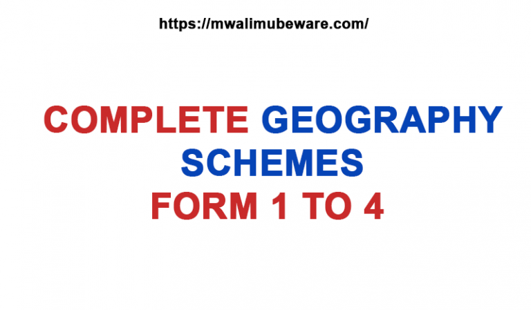 GEOGRAPHY SCHEMES OF WORK FORM 1 TO 4