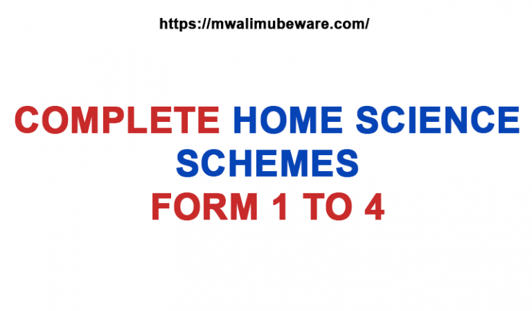 HOME SCIENCE SCHEMES OF WORK FORM 1 TO 4